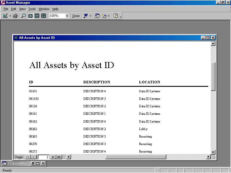 TigerEYES Fixed Asset Manager Gold All Assets By Asset ID